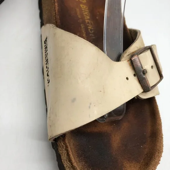 Birkenstock Madrid BirkoFlor Sandals Slides Shiny Ivory 40 Womens US 9 Narrow - Picture 5 of 11